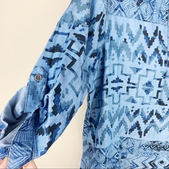 Soft Surroundings Blue Chambray Yuman Aztec Tunic Size M - Picture 4 of 8
